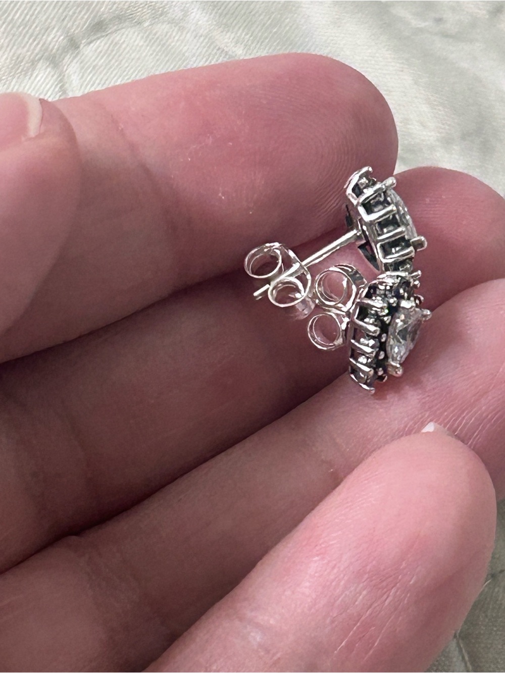 Pandora Sparkling Elevated Heart Stud Earrings - Picture 3 of 7